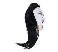 CTIRCHIU Realistic Woman Scary Mask with Long Hair for Adults Breathable Halloween Horror Headgear for Masquerade Parties Cosplay and Stage Performances with Fit