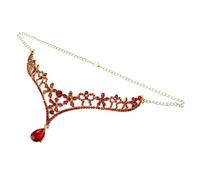 CTIRCHIU Red Rhinestone Wedding Forehead Chain Headpiece for Brides and Bridesmaids, Lightweight Alloy Hair Accessory with Eye-catching Portable Design Suitable for Occasion You Want