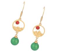 CTIRCHIU Retro Agate and Emerald Dangle Earrings for Women, Natural Agate Drop Earrings Vintage Style, Lightweight Fashion Jewelry for Every Occasion