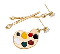 CTIRCHIU Retro Literary Earrings Funky Dangle Earrings for Women Artist Paint Brush Plate Romantic Her