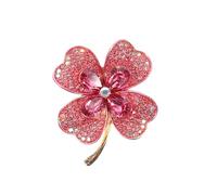 CTIRCHIU Rhinestone Four-leaf Clover Brooch Pin Flower Brooches for Women Elegant Shamrock Lapel Pin St Patrick's Day Jewelry Crystal Lapel Fashion Accessory for Clothing