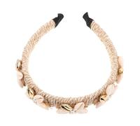 CTIRCHIU Shell Hemp Rope Headband for Women Wide Retro Hair Band Pearl Accents Beach Wedding Hair Accessories for Outings