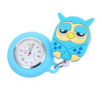 CTIRCHIU Silicone Retractable Nurse Lapel Pin Watch with Precision Quartz Movement, Stretchable Soft Material, Simple Style Owl Design, Sky Blue for Hospital Setting