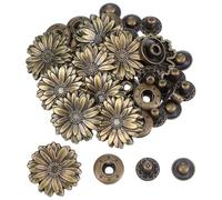 CTIRCHIU Snap Button Fasteners Clasp Buttons 10 Sets Retro Zinc Alloy Daisy Flower Shape with Backing Base Pieces, Simple to Attach and Will Not Fade, for Tote and Purse Bag Craft