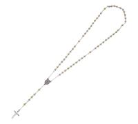 CTIRCHIU Stainless Steel Beaded Rosary Necklace with Cross Pendant, Chic and Simple Chain Necklace Jewelry for Women and Men, Accessory for Travel and Office