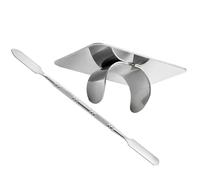 CTIRCHIU Stainless Steel Makeup Mixing Plate with Spatula, Easy to Use Cosmetic Palette for Foundation and Pigment Blending, Includes Ring the Back for Convenient Handling
