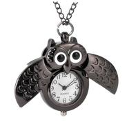 CTIRCHIU Vintage Owl Pocket Watch Black Retro Crescent Moon Design Decorative Timepiece for Men Women Stylish