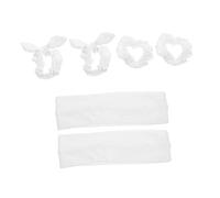 CTIRCHIU White Cotton Hair Scrunchies with Elastic Rabbit Ear Ties 6pcs Large Soft Hair Bands for Women Girls Ponytail Holders