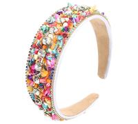 CTIRCHIU Wide Rhinestone Headband for Women with Fake Turquoise and Cotton Material, Luxurious Design Fits Most Head Shapes, Party and Work Hair Accessory