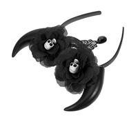 CTIRCHIU Womens Halloween Devil Horns Headband with Skull Elastic Hair Hoop for Cosplay Party Accessories for Halloween Costumes and Festive Looks