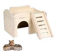CtiUjdx 1 Pcs Hamster House, Hamster Hide and Hamster Cage Accessories for Syrian Hamsters, Spacious Hamster Bed with Multi-Chamber Hideout and Playground Platform Design