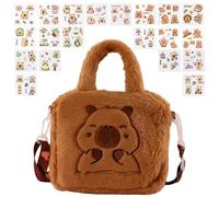 CtiUjdx 1Pcs Capybara Bag with 20 Sheets Stickers, Cute Capybara Gifts for Girls, Ideal for School Use and Birthday Parties, Compact Storage for Small Items and Travel Essentials