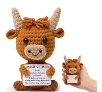 CtiUjdx 1Pcs Positlve Highland Cow, Emotional Support Gift For Stress Relief, Good Luck Charm For Desk Decoration, Positlve Crochet Animals For Home And Office, New Job, Birthday, Women & Men