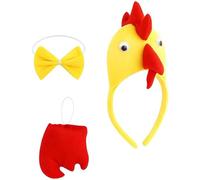 CtiUjdx 3 Pcs chicken costume set, chicken costume headband with yellow feathers, chicken crown for dress-up parties and family gatherings, cosplay birthday halloween thanksgiving christmas holiday