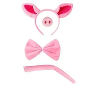CtiUjdx Pig Costume Set, Complete Pig Costume Accessories with Adjustable Ears and Nose, Ideal for Themed Parties and Role Play Activities, 4-Piece Piggy Dress Up Kit for Various Celebrations