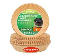 Ctizne Air Fryer Paper Liners Disposable, 200PCS 8inch Round Airfryer Oven Insert Parchment Sheets, Grease and Waterproof Non Stick Basket Liners for 5Qt/6Qt/7Qt/8Qt Air Fryer