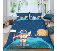 CTJQHVKZ 3D Printed Astronaut Planet Fitted Sheet Microfiber Soft Breathable Space Saturn Bed Cover for Bedroom Dorm Mattress Decor Single（135x200cm）