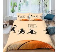 CTJQHVKZ 3D Printed Basketball Player Fitted Sheet Microfiber Soft Breathable Court Pattern Bed Cover for Bedroom Dorm Mattress Protection Single（135x200cm）
