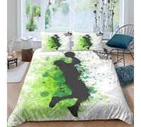 CTJQHVKZ 3D Printed Basketball Player Fitted Sheet Microfiber Splash Green Bed Cover Bedroom Decor Protection Single（135x200cm）