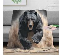 CTJQHVKZ 3D Printed bear running Soft Throw Microfiber Soft Cosy Bedding Warm wild animal Thermal Blanket Thoughtful Gift for Christmas Thanksgiving 80×90inch(200x230cm)