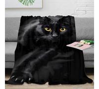CTJQHVKZ 3D Printed black cat eyes Soft Throw Microfiber Soft Cosy Bedding Warm mystical animal art Thermal Blanket Machine Washable No Shedding for Men Women Couples 70×80inch(180x200cm)