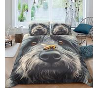 CTJQHVKZ 3D Printed Black Dog Face Fitted Sheet Microfiber Soft Anti-Slip Bee Nose Bed Cover for Bedroom Dorm Mattress Decor Single（135x200cm）