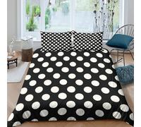 CTJQHVKZ 3D Printed Black Polka Dot Fitted Sheet Microfiber Soft Non Slip White Spot Bed Cover for Bedroom Guest Room Mattress Protection Single（135x200cm）