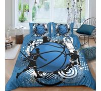 CTJQHVKZ 3D Printed Blue Basketball Fitted Sheet Microfiber Soft Breathable Graphic Player Mattress Cover for Bedroom Dorm Mattress Protection Decor Single（135x200cm）