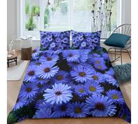 CTJQHVKZ 3D Printed Blue Daisy Fitted Sheet Microfiber Floral Bed Cover for Bedroom Dorm Mattress Protection Decor Single（135x200cm）