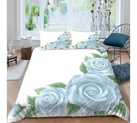 CTJQHVKZ 3D Printed Blue Rose Fitted Sheet Microfiber Soft Slip-Resistant Bedding Floral Bed Cover for Bedroom Guest Room Decor Single（135x200cm）