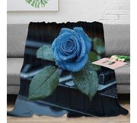 CTJQHVKZ 3D Printed blue rose flower Cozy Throw Blanket Microfiber Warm Soft Bedding Cosy romantic art Bed Blanket Anti Static No Shedding for Dorm Dwellers University Students 70×80inch(180x200cm)