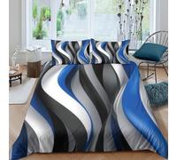 CTJQHVKZ 3D Printed Blue Wave Fitted Sheet Microfiber Soft Breathable Black Silver Mattress Cover Bedroom Decor Single（135x200cm）