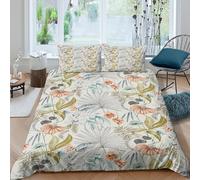 CTJQHVKZ 3D Printed Botanical Garden Fitted Sheet Microfiber Soft Breathable Tropical Leaves Bed Cover for Bedroom Guest Room Decor Single（135x200cm）