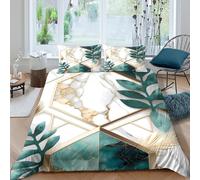 CTJQHVKZ 3D Printed Botanical Marble Fitted Sheet Microfiber Soft Leaf Pattern Bed Cover for Bedroom Dorm Decor Single（135x200cm）