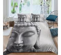 CTJQHVKZ 3D Printed Buddha Face Fitted Sheet Microfiber Soft Breathable Zen Hand Mattress Cover for Bedroom Guest Room Decor Single（135x200cm）