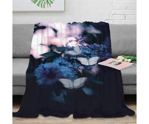 CTJQHVKZ 3D Printed Butterflies in bloom All Season Blanket Microfiber Soft Warm Bedding Breathable Nature photography Sofa Throw for Housewarming New Homeowners 80×90inch(200x230cm)
