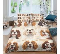 CTJQHVKZ 3D Printed Cavalier King Charles Spaniel Fitted Sheet Microfiber Soft Dog Pattern Mattress Cover for Bedroom Dorm Decor Single（135x200cm）
