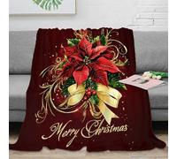 CTJQHVKZ 3D Printed Christmas flower Bed Blanket Microfiber Ultra Soft Warm Bedding Festive decorative Sofa Throw Anti Static No Shedding for Teens Young Adults Apartment Renters 80×90inch(200x230cm)
