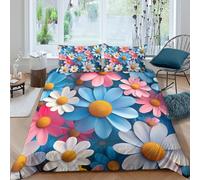 CTJQHVKZ 3D Printed Colorful Daisy Fitted Sheet Microfiber Soft Bedroom Flower Bed Cover Dorm Mattress Protection Decor Single（135x200cm）