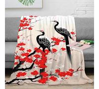 CTJQHVKZ 3D Printed crane birds Warm Blanket Microfiber Ultra Soft Thermal Bedding oriental art Cosy Throw Lightweight All Season for Homeowners Renters Adults Kids 80×90inch(200x230cm)