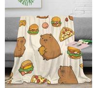CTJQHVKZ 3D Printed Cute capybara Cosy Throw Microfiber Ultra Soft Warm Bedding Food cartoon Nap Blanket Heartfelt Gift for Travellers Campers Adventure Lovers 80×90inch(200x230cm)
