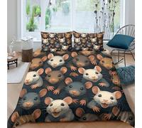 CTJQHVKZ 3D Printed Cute Rat Fitted Sheet Microfiber Soft Anti-Slip Animal Pattern Mattress Cover Bedroom Decor Single（135x200cm）
