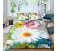 CTJQHVKZ 3D Printed Daisy Bloom Fitted Sheet Microfiber Soft Breathable Colorful Floral Mattress Cover for Bedroom Guest Room Decor Single（135x200cm）