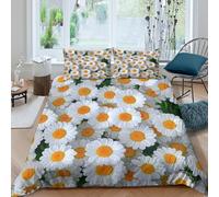 CTJQHVKZ 3D Printed Daisy Blossom Fitted Sheet Microfiber Soft Floral Mattress Cover for Bedroom Guest Room Decor Easy Care Single（135x200cm）