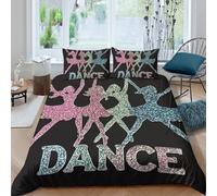 CTJQHVKZ 3D Printed Dancer Silhouette Fitted Sheet Microfiber Soft Black Pastel Bed Cover for Bedroom Dorm Guest Room Mattress Protection Single（135x200cm）