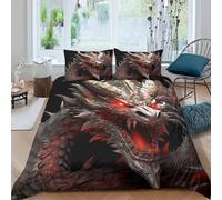 CTJQHVKZ 3D Printed Dark Dragon Fitted Sheet Microfiber Soft Breathable Red Eyes Bed Cover for Bedroom Decor Protection Single（135x200cm）