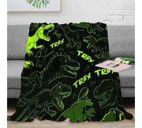 CTJQHVKZ 3D Printed Dinosaur design Blanket Microfiber Warm Soft Bedding Cosy Glowing green Lounge Throw Compact Portable for Students Gamers Travellers Young Adults 70×80inch(180x200cm)