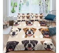 CTJQHVKZ 3D Printed Dog Faces Fitted Sheet Microfiber Soft Breathable Puppy Pattern Bed Cover for Bedroom Dorm Mattress Protection Decor Single（135x200cm）