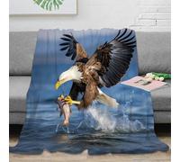 CTJQHVKZ 3D Printed Eagle catching fish Blanket Microfiber Soft Warm Bedding Durable Wildlife nature scene Cosy Throw Machine Washable No Shedding for Couples Families Guests 80×90inch(200x230cm)