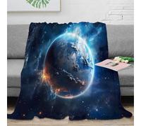 CTJQHVKZ 3D Printed Earth in space Cozy Throw Blanket Microfiber Warm Soft Bedding Cosy Cosmic planet view Bed Blanket Anti Static No Shedding for Men Women Couples 80×90inch(200x230cm)